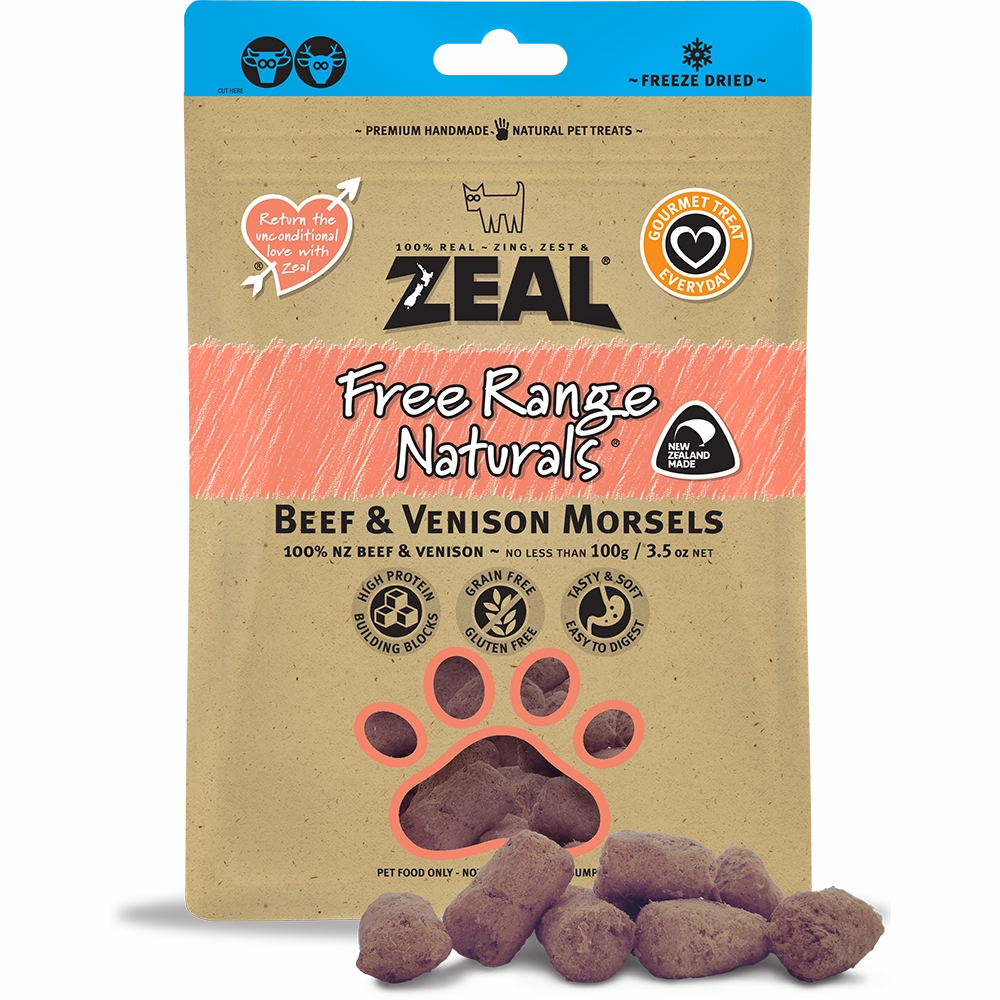Zeal Free Range Naturals Beef & Venison Morsels 100g